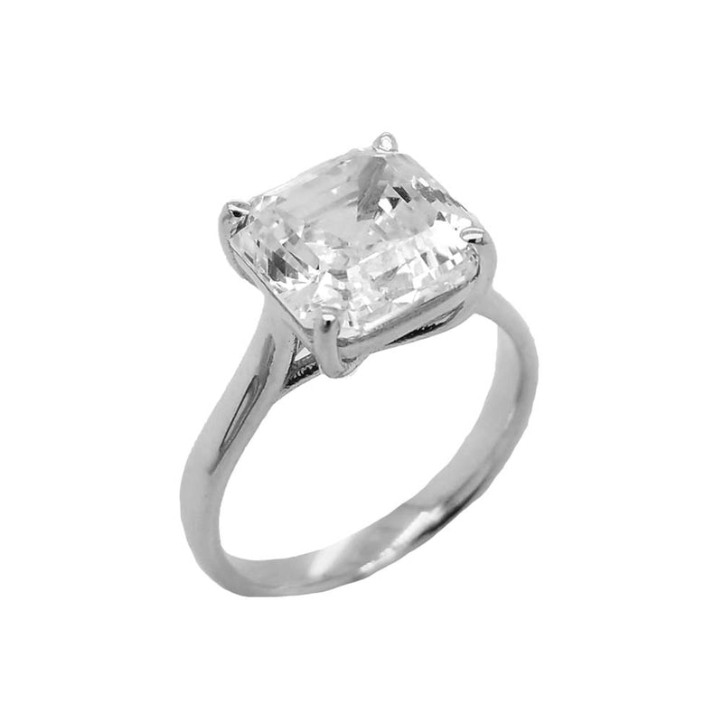 Solitaire 7 Ct. Asscher Cut Engagement Statement Ring In Solid Gold