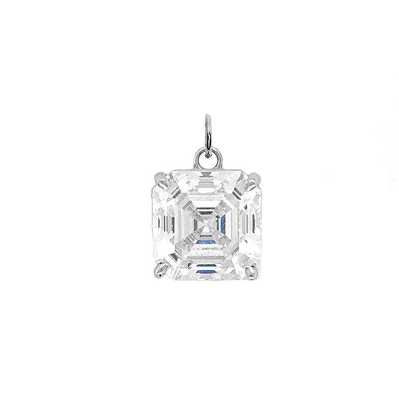 Asscher-cut 6 mm CZ Stone Statement Pendant Necklace in Sterling Silver