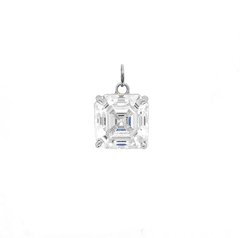 Asscher-cut 4 mm CZ Stone Statement Pendant Necklace in Solid Gold