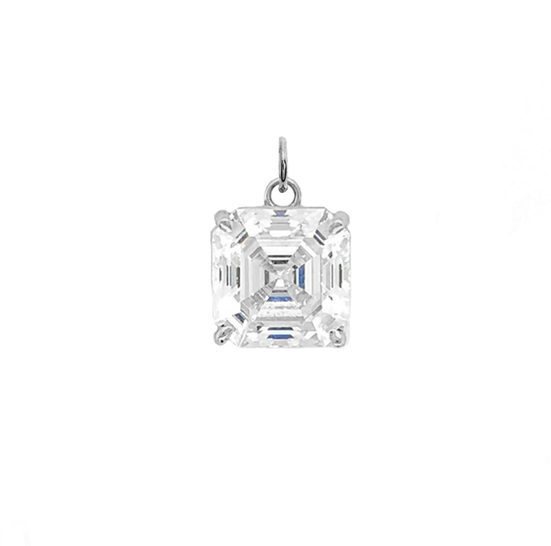 Asscher-cut 5 mm CZ Stone Statement Pendant Necklace in Sterling Silver