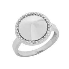 Milgrain Round Shaped Statement Ring In Solid White Gold