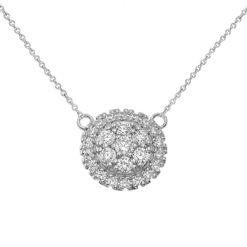 Round Diamond Cluster Necklace In Gold