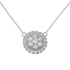 Round Diamond Cluster Necklace In Gold