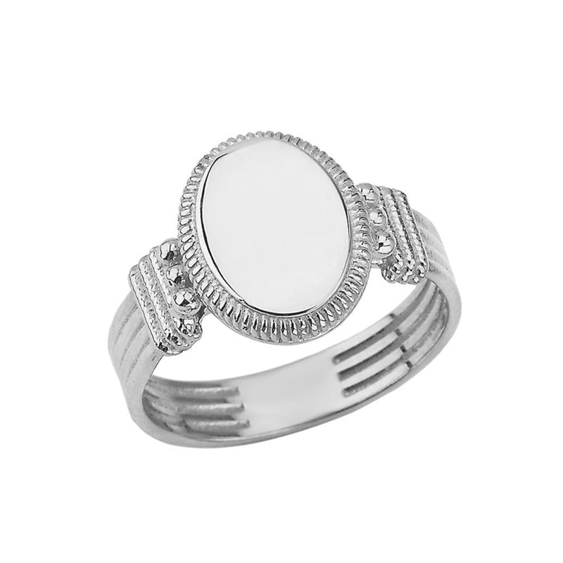 Timline Signet Ring For Him or Her In Sterling Silver