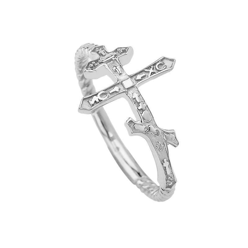 Orthodox Sideways Statement Cross Ring In Solid Sterling Silver