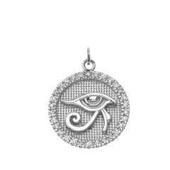 Eye of Horus Disc Pendant Necklace in Sterling Silver