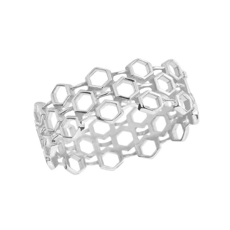 Honeycomb Statement Band in 14k Solid Gold