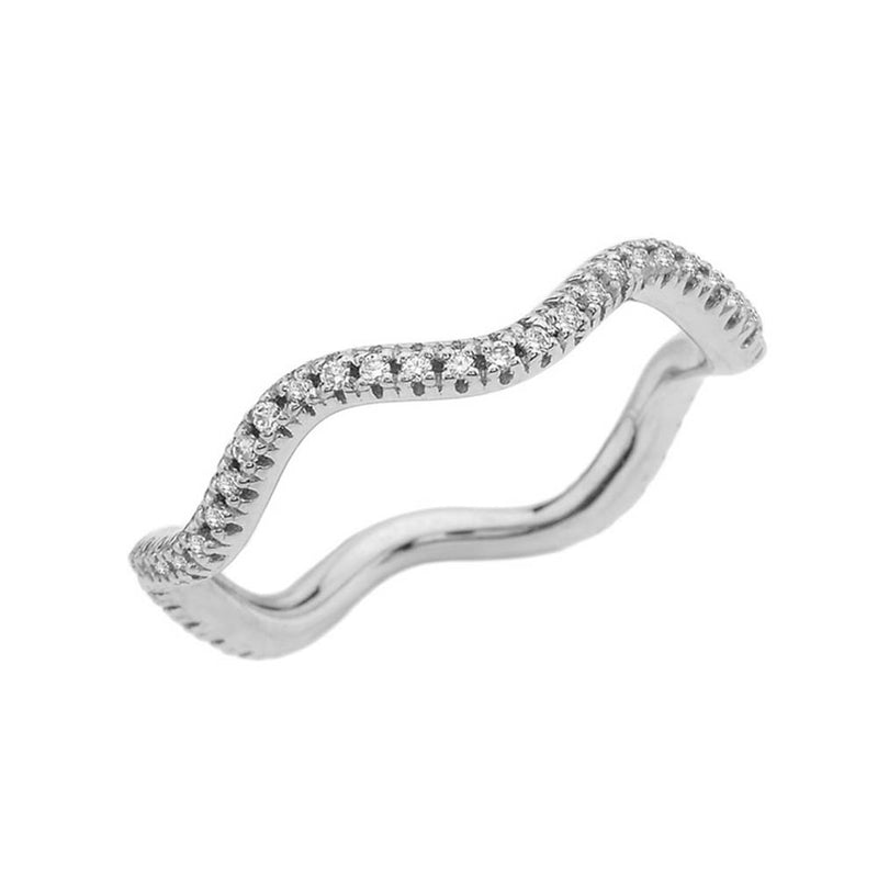 Diamond Wavy Stackable Eternity Ring in Solid Gold