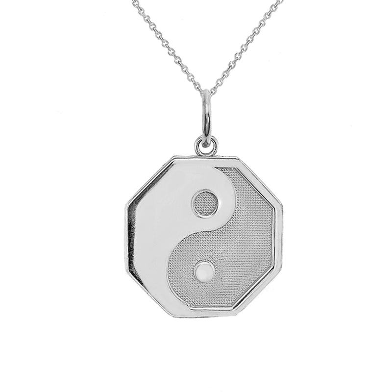 "Yin and Yang" Symbol Charm Pendant/Necklace in Sterling Silver
