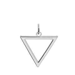 White Gold Open Triangle Outline Charm Pendant Necklace In Sterling Silver