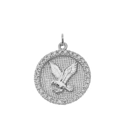 American Eagle Disc Pendant Necklace in Sterling Silver