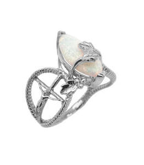 Opal Nature Cross Ring In Solid Sterling Silver