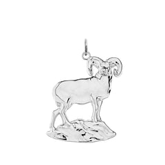 Aries Zodiac Totem Animal Ram In Solid Sterling Silver Pendant/Necklace