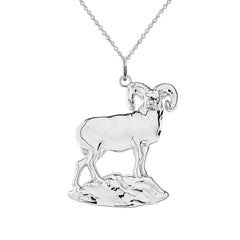 Aries Zodiac Totem Animal Ram In Solid Sterling Silver Pendant/Necklace