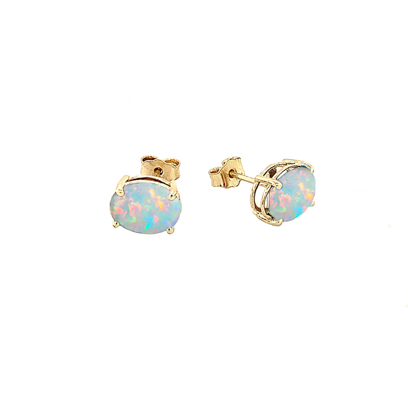 Genuine Oval-Shaped Birthstone Stud Earrings in Gold (Medium Size)