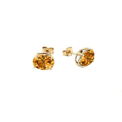 Genuine Oval-Shaped Birthstone Stud Earrings in Gold (Medium Size)