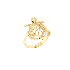 Turtle Statement Ring in Solid Yellow Gold