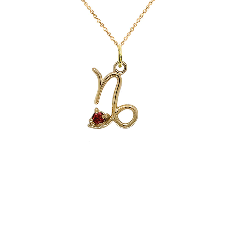 Zodiac Birthstone Pendant Necklace in Solid Gold