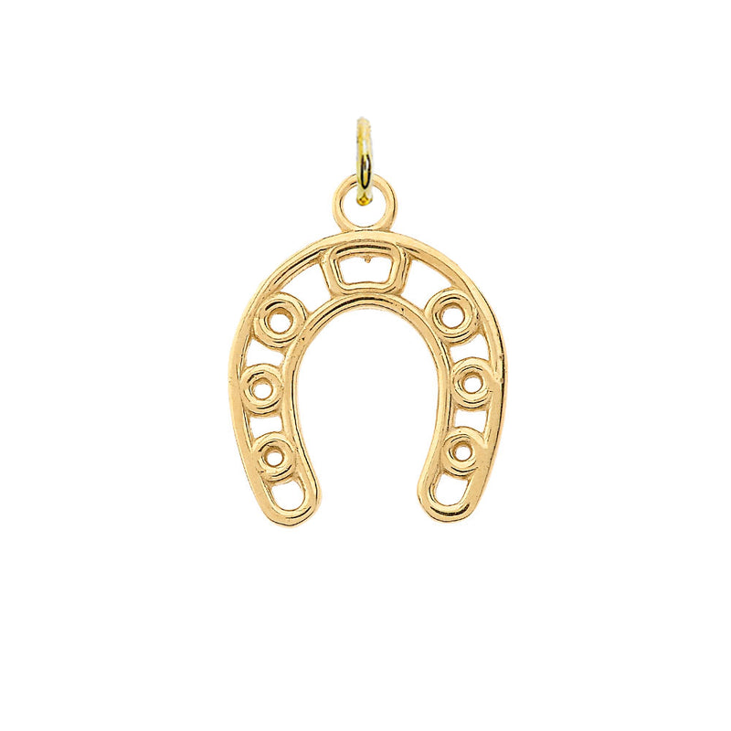 Dainty Horseshoe Pendant Necklace in Solid Gold