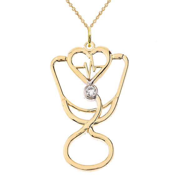 Diamond Stethoscope 14k Gold Stethoscope Necklace Buy Dainty