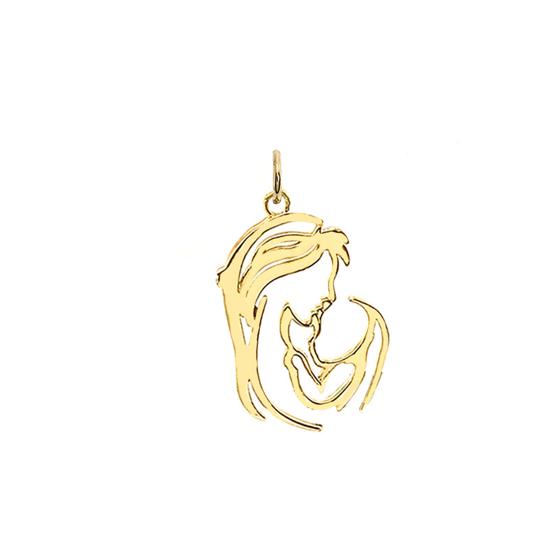 "Mother and Child" Outline Pendant/Necklace in Solid Gold