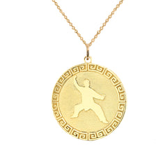 Personalized Round Karate Pendant/Necklace in Solid Gold