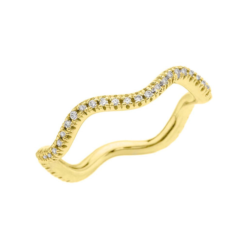 Diamond Wavy Stackable Eternity Ring in Solid Gold