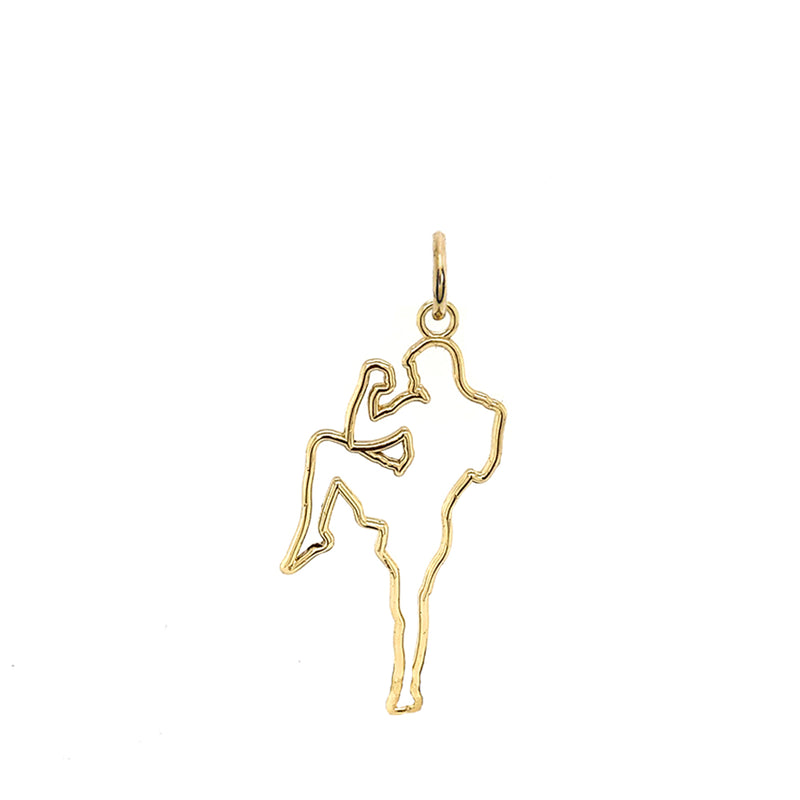 Personalized Karate Sports/Martial Arts Outline Pendant Necklace in Solid Gold