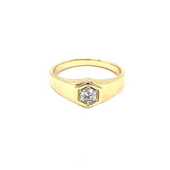 Diamond Honeycomb High Polish Pinky Ring in Solid Gold