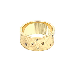 Unisex Accented Diamond Wedding Band in Solid Yellow Gold