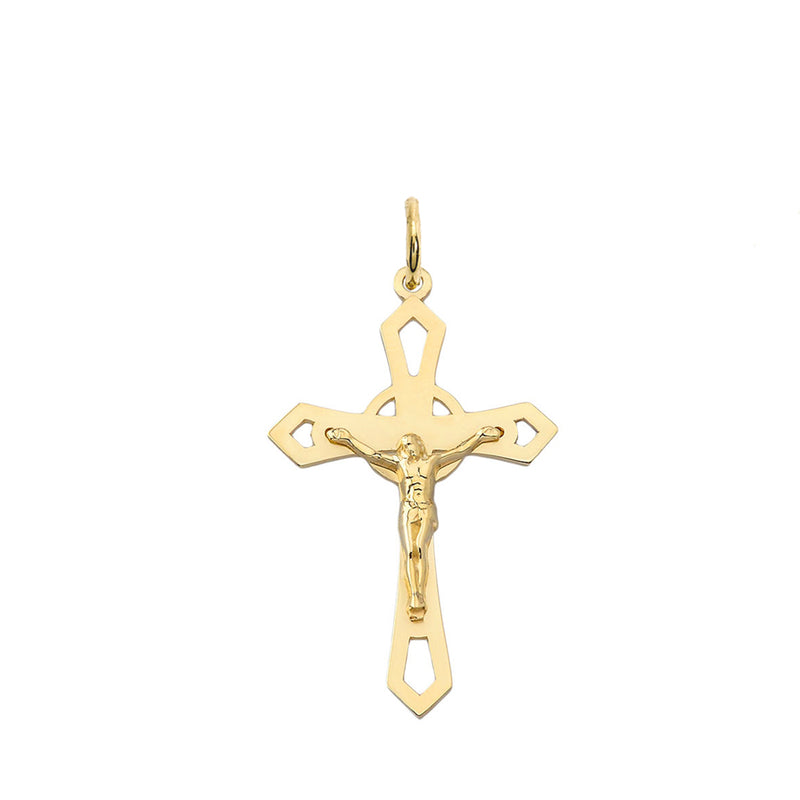 Solid Gold Crucifix Cross Pendant Necklace