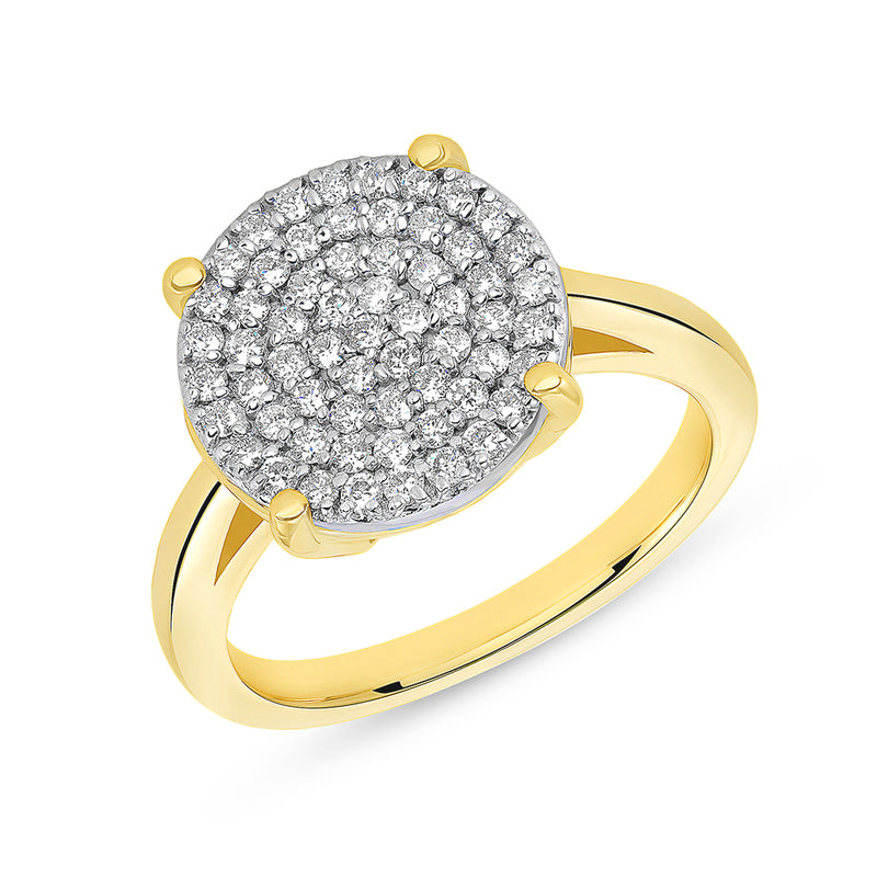 Diamond Plate Statement Engagement/Promise Ring in Solid Gold