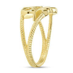 Solid Gold Ohm Ring with Double Rope Band