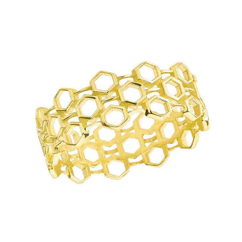 Honeycomb Statement Band in 14k Solid Gold