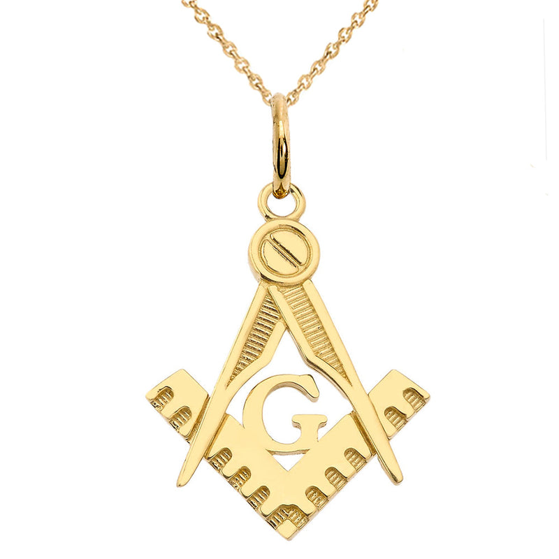 Masonic Symbol Pendant Necklace in Solid Gold