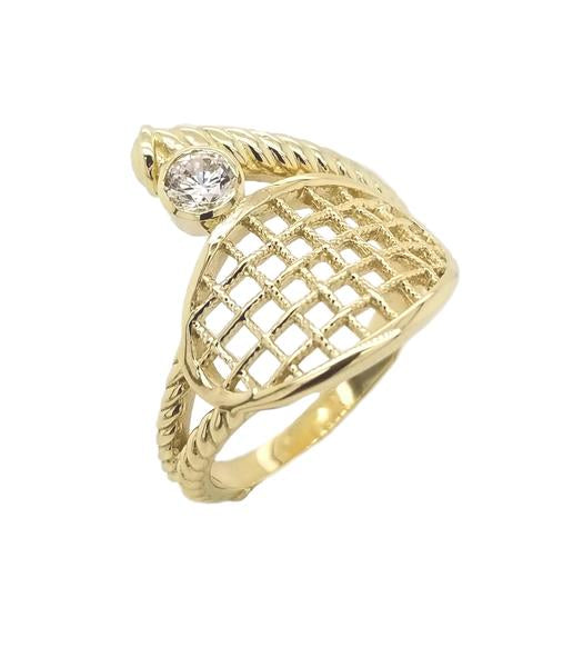 Tennis Racquet Rope Ring In Gold