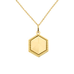 Honeycomb Shaped Pendant Solid Gold