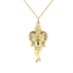 3D Solid Gold Full Body Angel Charm Pendant/Necklace