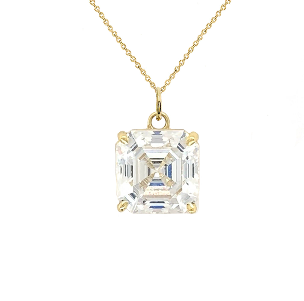 Buy 0.50CT Diamond Necklace Pendant Asscher Cut Round Brilliant Shape Art  Deco Antique Style Modern Platinum 18K 14K White Yellow Rose Gold Online in  India - Etsy