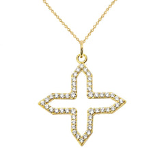 Diamond Cut-Out Pendant/Necklace in Solid Gold