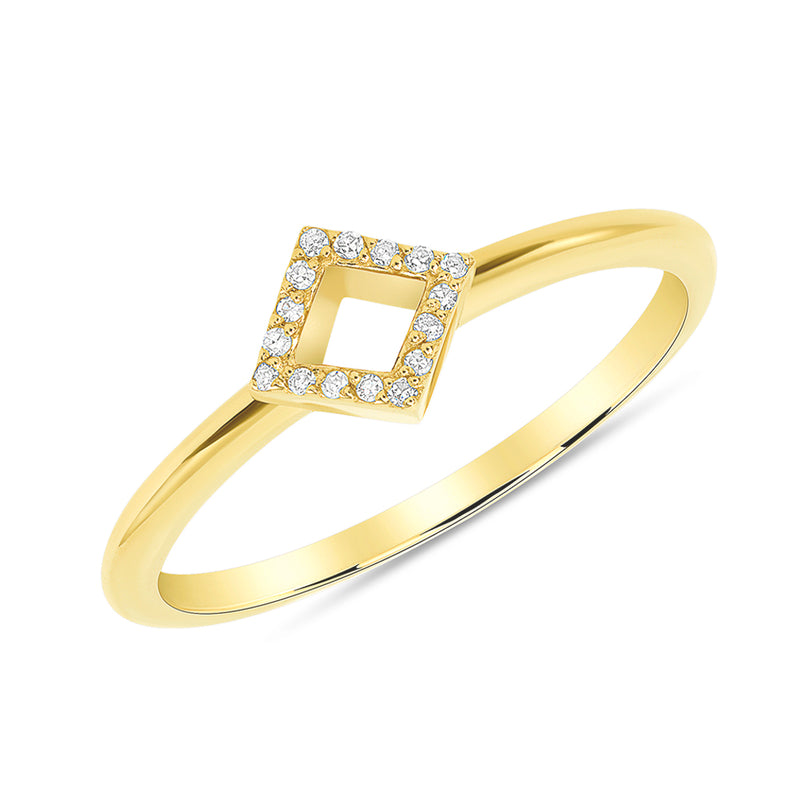 Dainty Modern Diamond Open Square-cut Ring in Solid Gold
