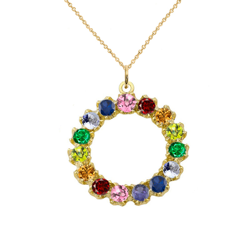 Circle of Pride Statement Pendant/Necklace in Solid Gold(Yellow/Rose/White)