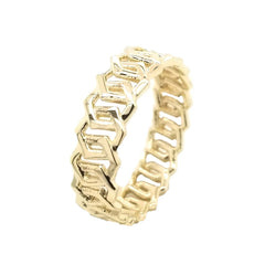 Honeycomb Statement Band in Solid Gold