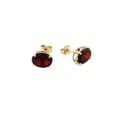 Genuine Oval-Shaped Birthstone Stud Earrings in Gold (Medium Size)