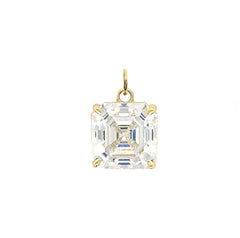 Asscher-cut 6 mm CZ Stone Statement Pendant Necklace in Solid Gold