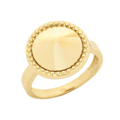 Milgrain Round Shaped Statement Ring In Solid Gold