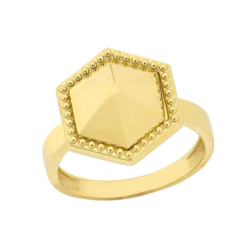 Milgrain Honeycomb Shaped Statement Ring In Solid Gold