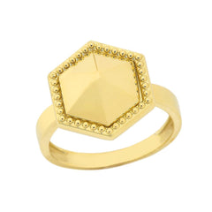 Milgrain Honeycomb Shaped Statement Ring In Solid Gold