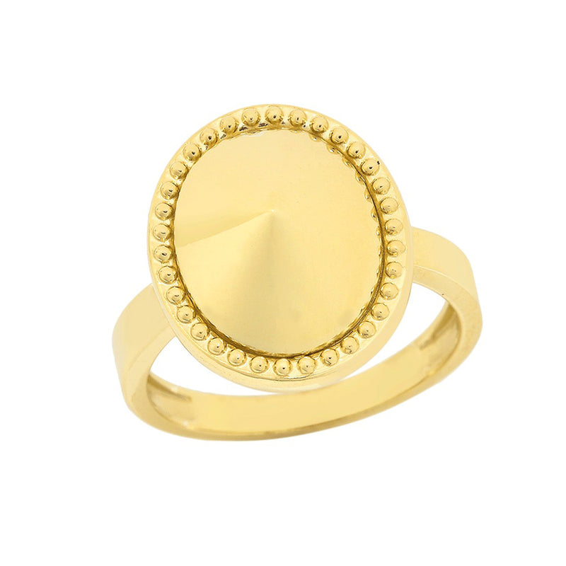 Milgrain Oval Shaped Statement Ring In Solid Gold