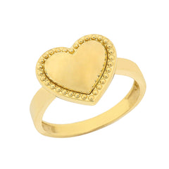 Milgrain Heart Shaped Statement Ring In Solid Gold